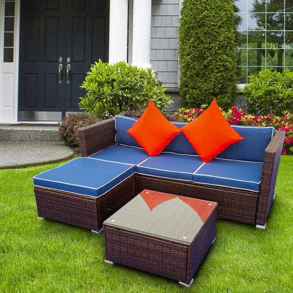 Sawyer 6 piece resin wicker patio furniture conversation set hot sale